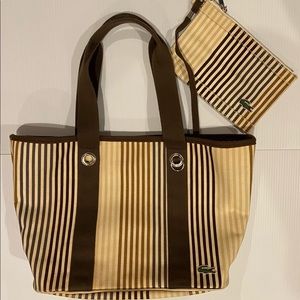 Lacoste Hobo Tote Canvas Handbag with Pouch